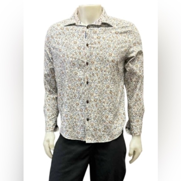 Di Nero Button Down Longsleeve Tan/Blue/White Size Large Men’s size large EUC - Picture 1 of 9